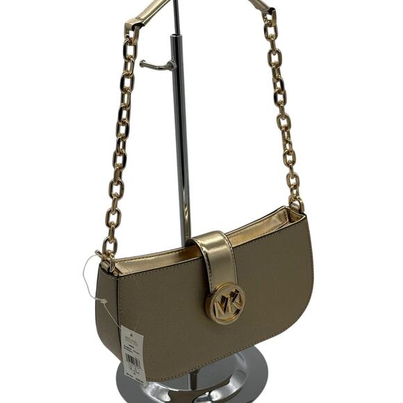 RETAIL $398 MICHAEL Michael Kors Carmen Small Pouchette Pale Gold *NEW w/ Tags* - Picture 2 of 14